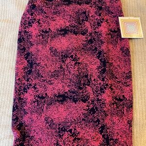 LuLaRoe Pink and Black Abstract Cassie Pencil Skirt